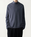 【 ATTACHMENT 】COTTON DOUBLE FACE SLIM FIT HIGHNECK L/S TEE - NAVY