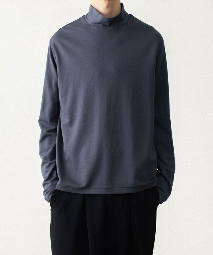 ATTACHMENT アタッチメントのCOTTON DOUBLE FACE SLIM FIT HIGHNECK L/S TEE - NAVYの公式通販サイトsession福岡セレクトショップ