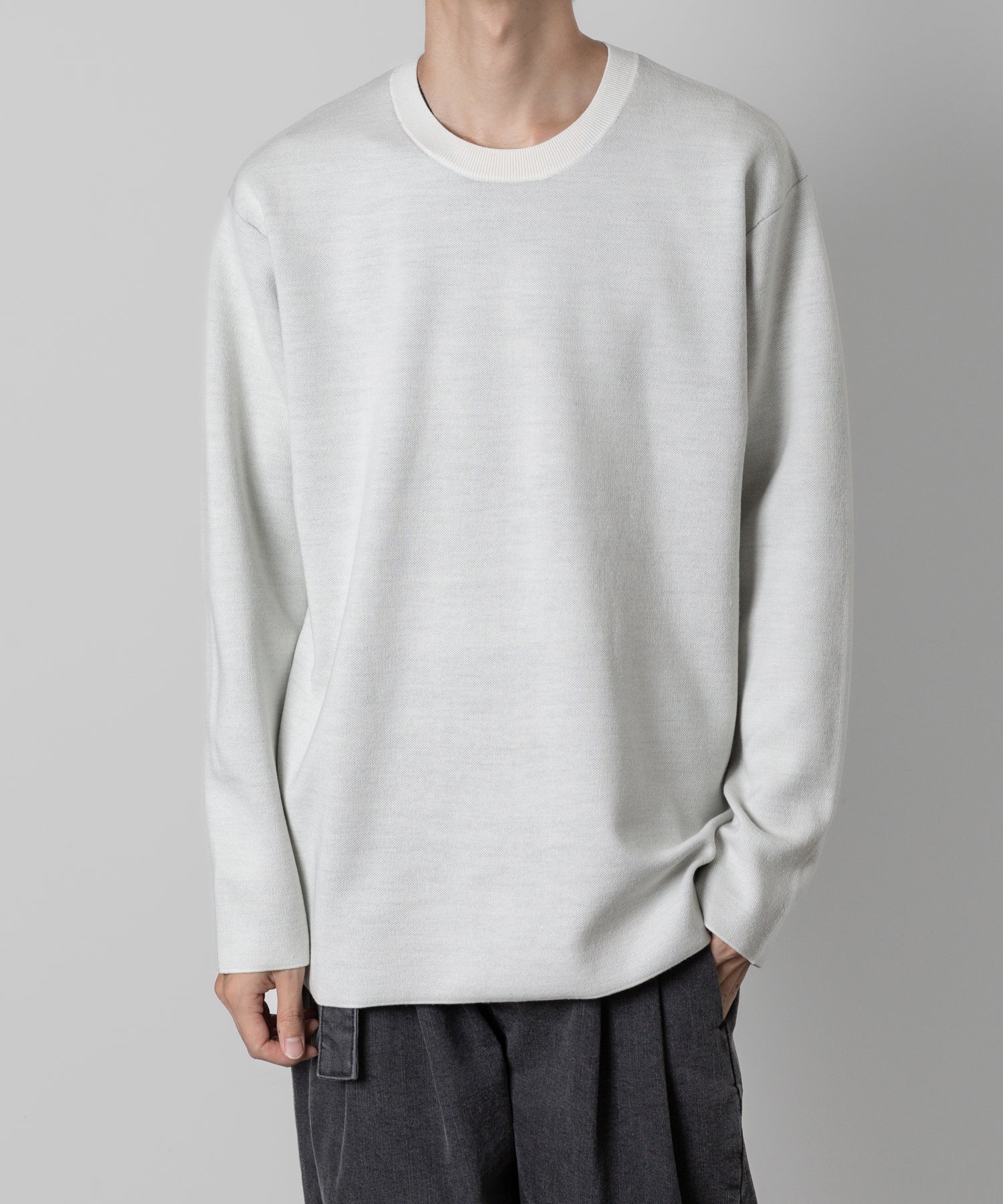 ATTACHMENT(アタッチメント）の23AWのWO×PE DOUBLE FACE KNIT CREWNECK PULLOVER L/SのWHITE