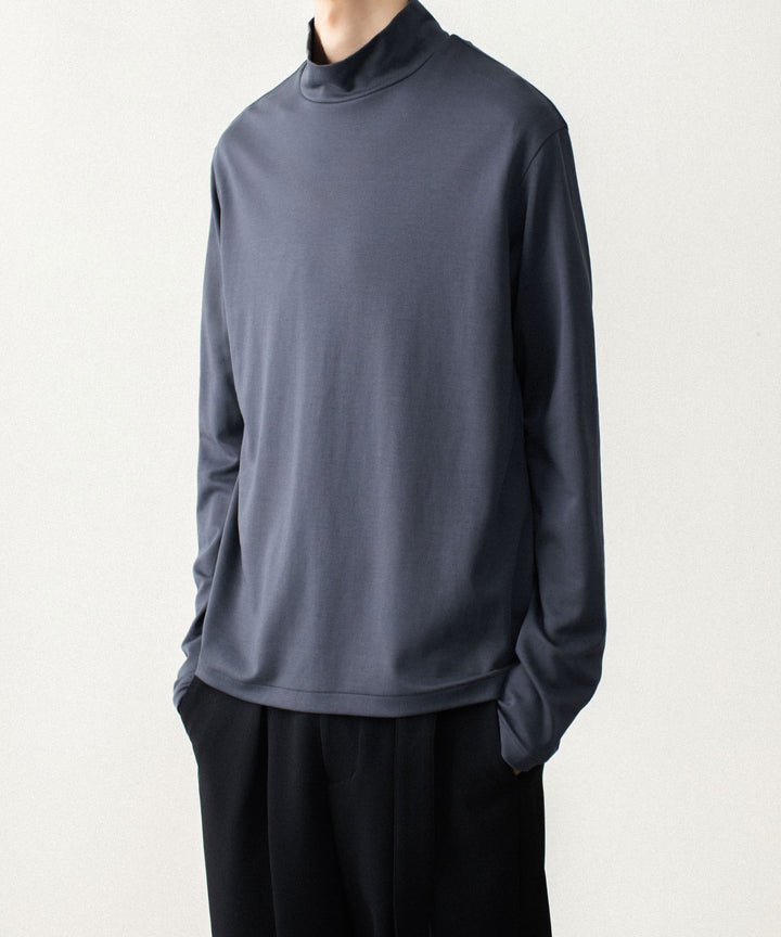 ATTACHMENT アタッチメントのCOTTON DOUBLE FACE SLIM FIT HIGHNECK L/S TEE - NAVYの公式通販サイトsession福岡セレクトショップ