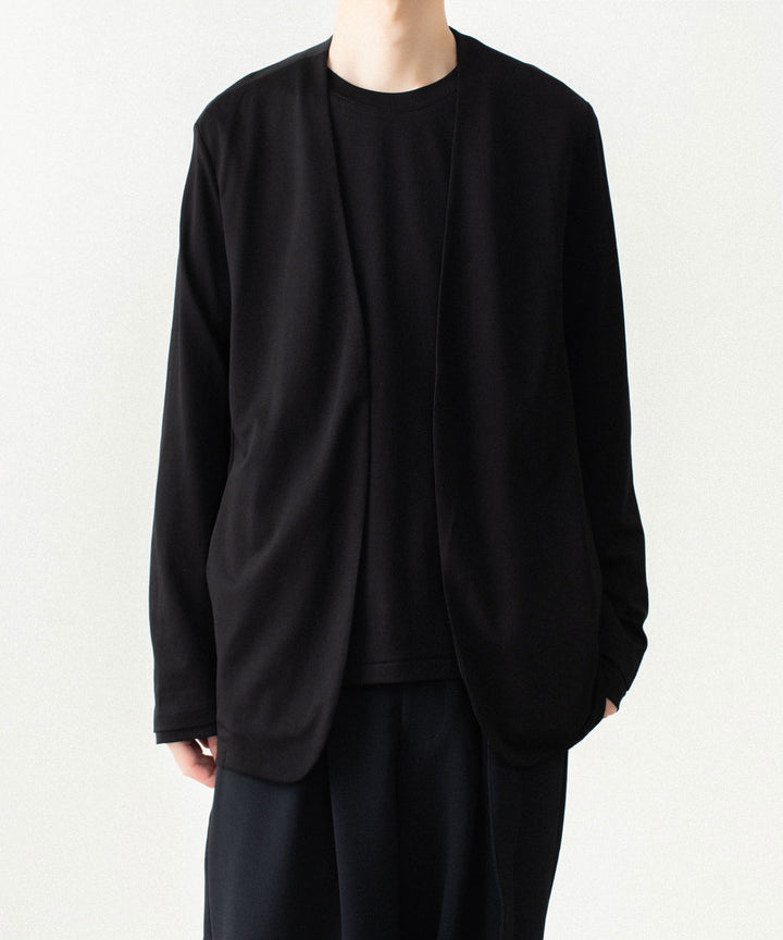 ATTACHMENT アタッチメントのCOTTON DOUBLE FACE COLLARLESS CARDIGAN - BLACKの公式通販サイトsession福岡セレクトショップ