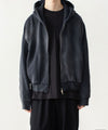 【 VEIN 】BRUSHED TERRY ZIP-UP HOODIE - BLACK