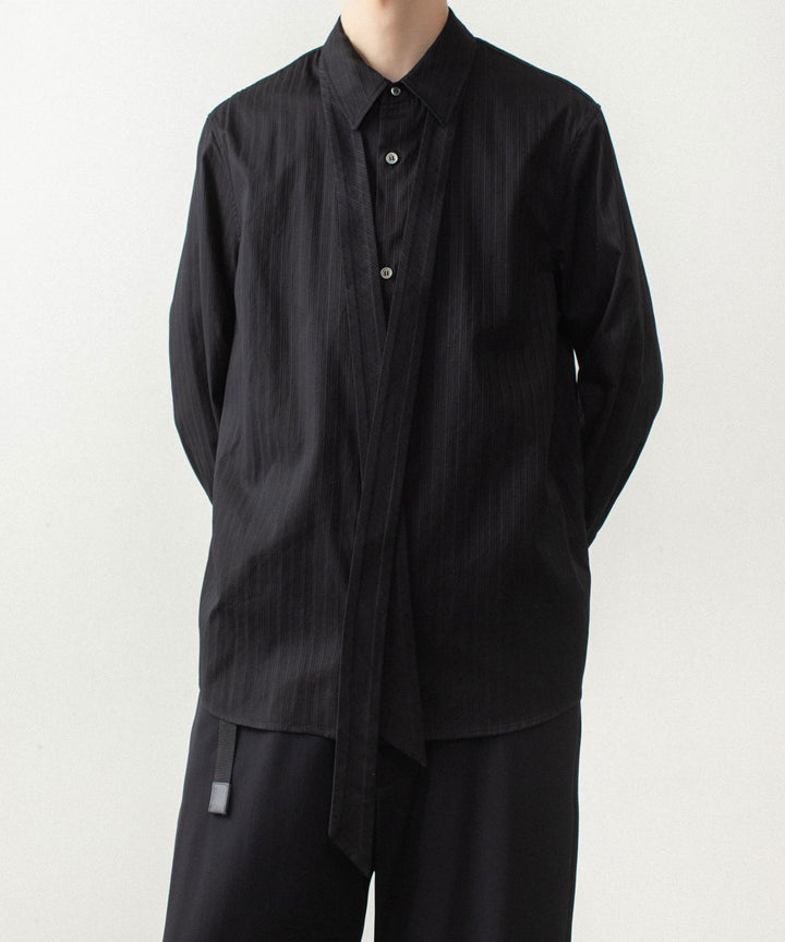 ATTACHMENT アタッチメントのCO SHADOW STRIPE BROAD NARROW TIE L/S SHIRT - BLACKの公式通販サイトsession福岡セレクトショップ