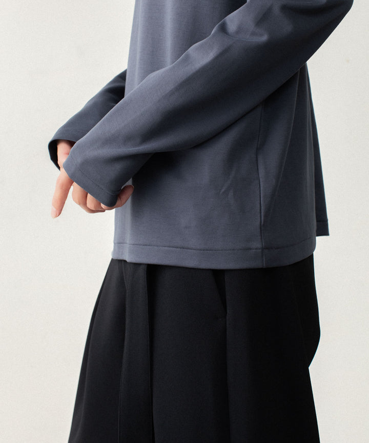 ATTACHMENT アタッチメントのCOTTON DOUBLE FACE SLIM FIT HIGHNECK L/S TEE - NAVYの公式通販サイトsession福岡セレクトショップ
