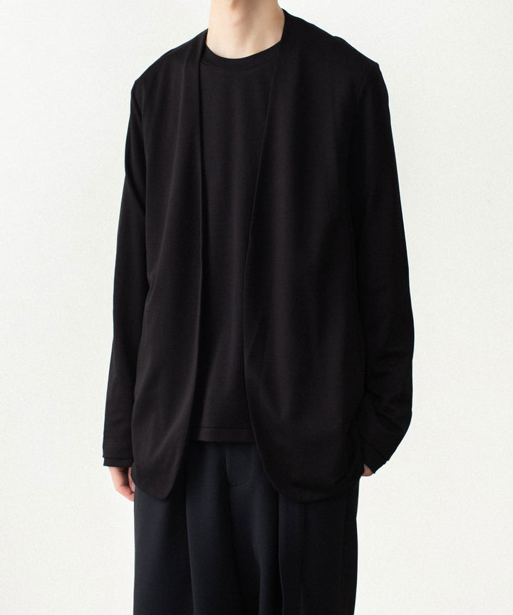 ATTACHMENT アタッチメントのCOTTON DOUBLE FACE COLLARLESS CARDIGAN - BLACKの公式通販サイトsession福岡セレクトショップ