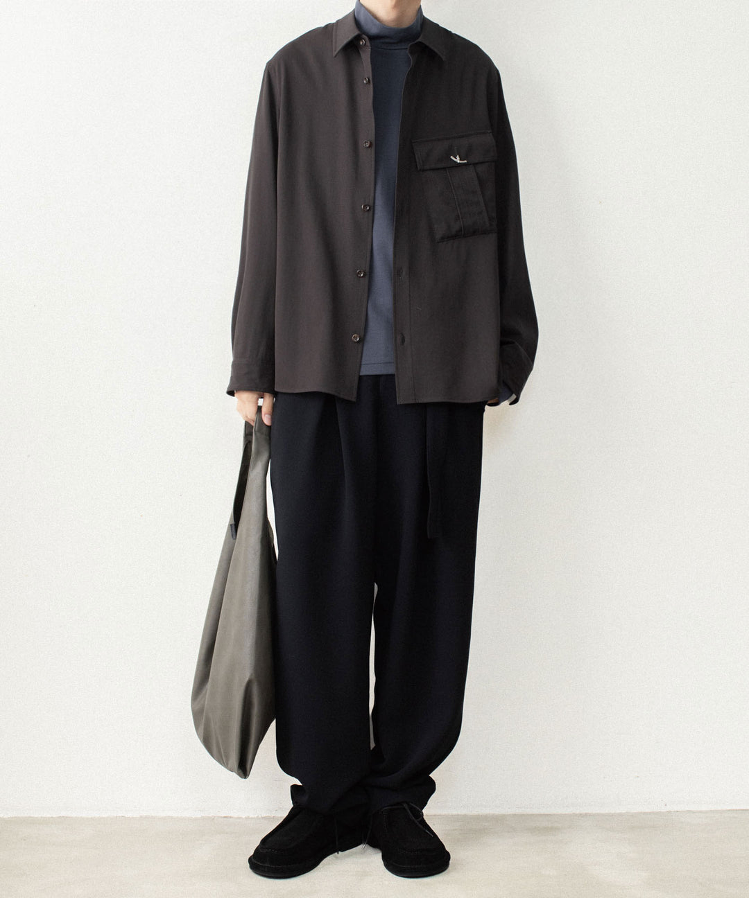 ATTACHMENT アタッチメントのCOTTON DOUBLE FACE SLIM FIT HIGHNECK L/S TEE - NAVYの公式通販サイトsession福岡セレクトショップ