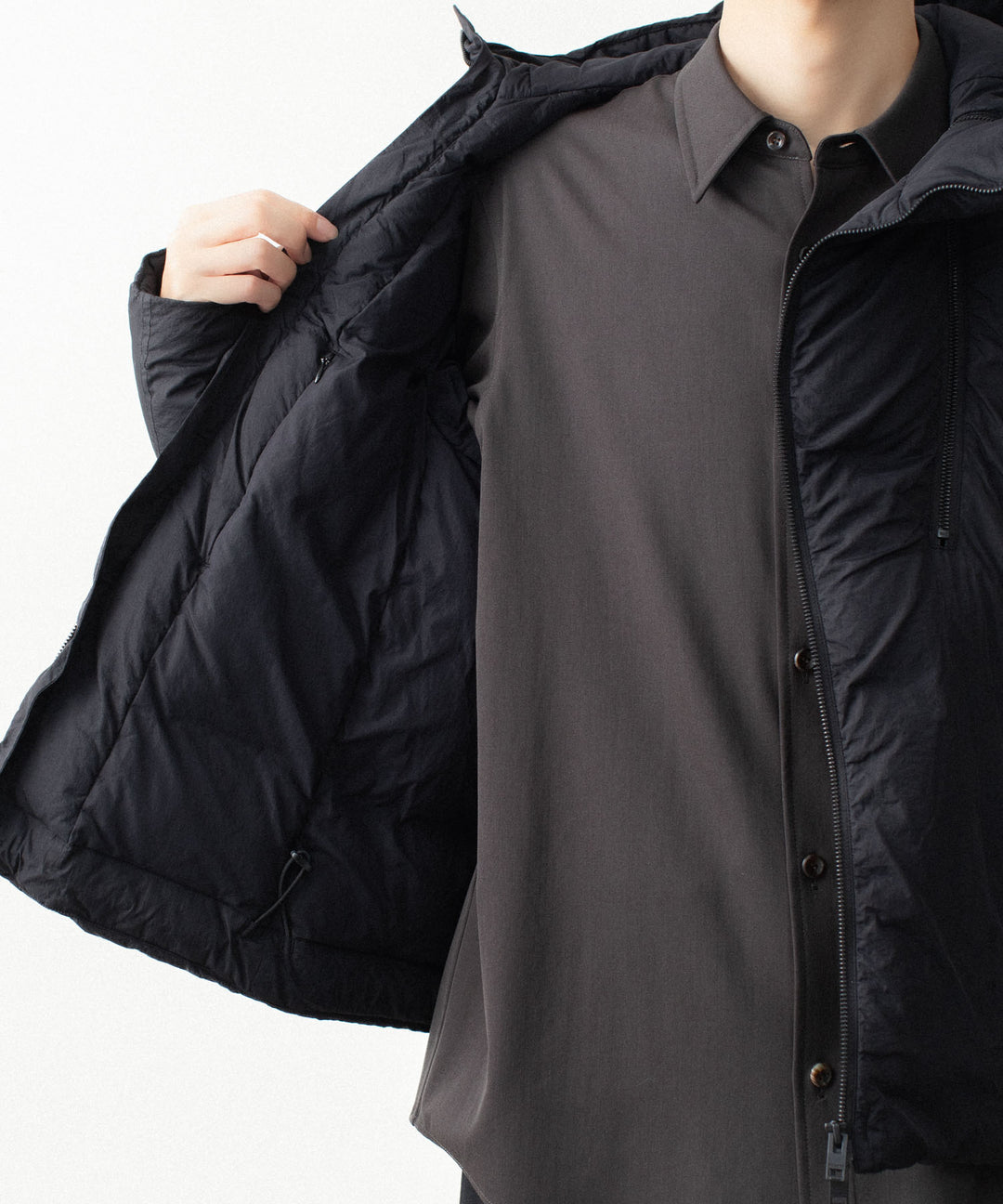 ATTACHMENT アタッチメントのNY TAFFETA HOODED DOWN JACKET - BLACKの公式通販サイトsession福岡セレクトショップ