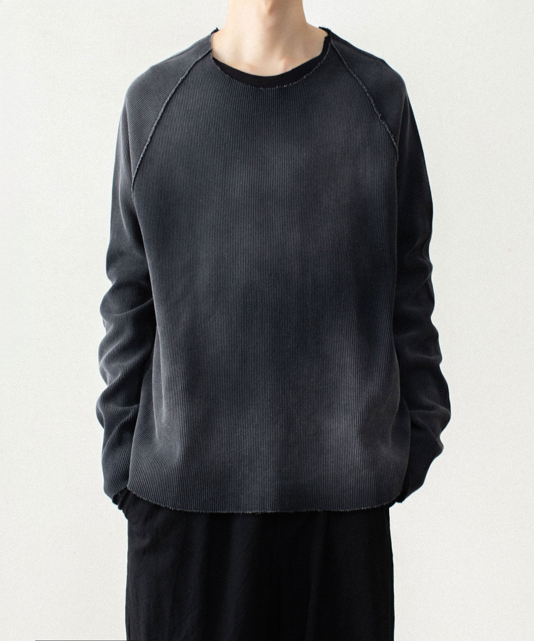 VEIN ヴェインのHIGH GAUGE WAFFLE LAYERED L/S TEE - BLACKの公式通販サイトsession福岡セレクトショップ