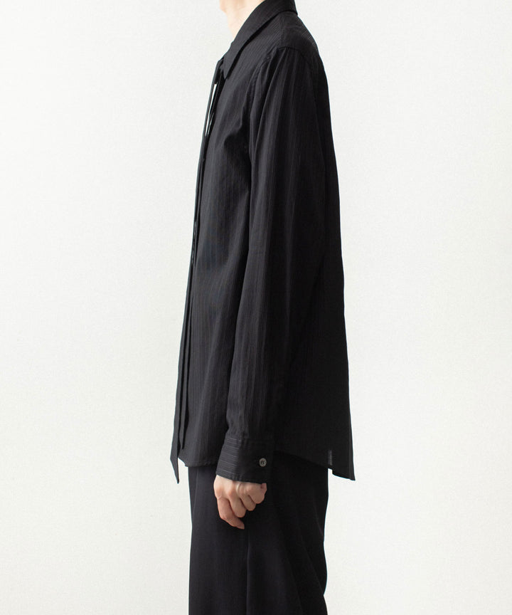 ATTACHMENT アタッチメントのCO SHADOW STRIPE BROAD NARROW TIE L/S SHIRT - BLACKの公式通販サイトsession福岡セレクトショップ
