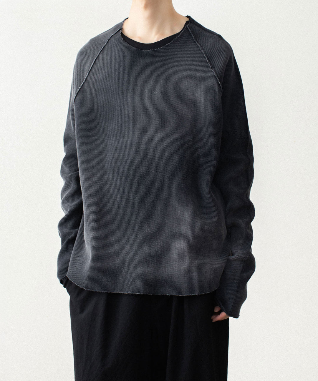 VEIN ヴェインのHIGH GAUGE WAFFLE LAYERED L/S TEE - BLACKの公式通販サイトsession福岡セレクトショップ