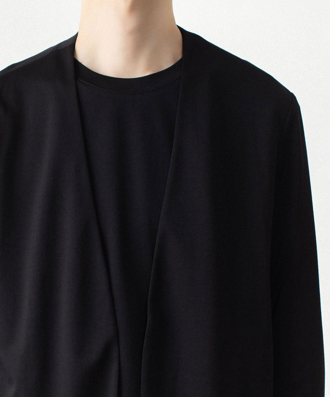 ATTACHMENT アタッチメントのCOTTON DOUBLE FACE COLLARLESS CARDIGAN - BLACKの公式通販サイトsession福岡セレクトショップ