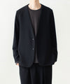 【 ATTACHMENT 】PE STRETCH DOUBLE CLOTH COLLARLESS JACKET - BLACK
