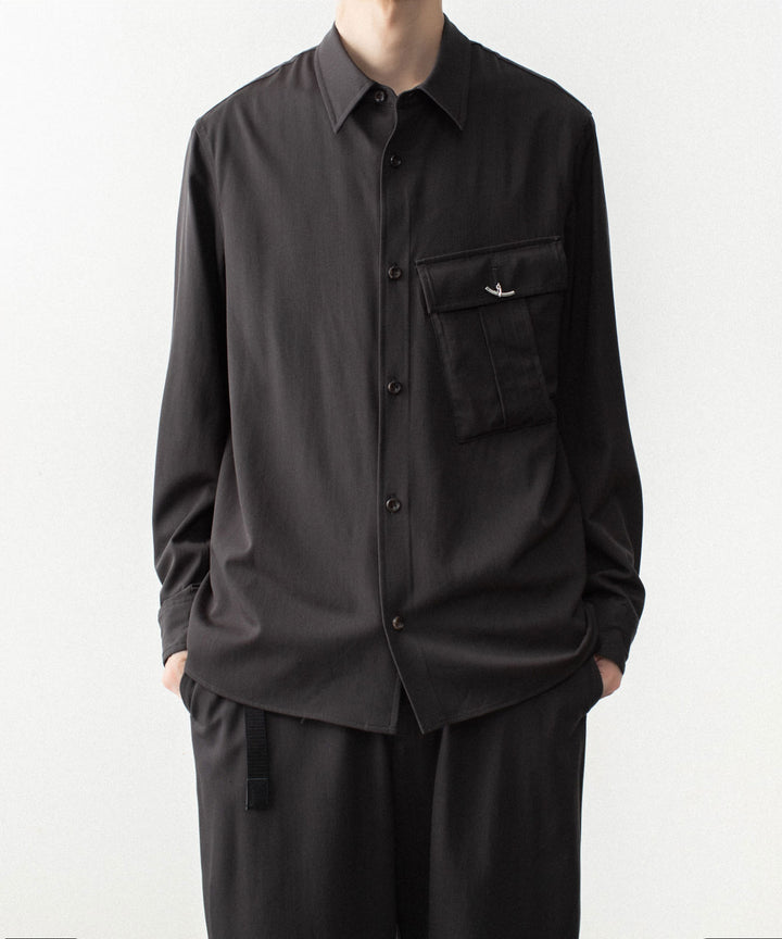 ATTACHMENT アタッチメントのWASHABLE HIGH TWIST GABARDINE UTILITY L/S SHIRT - KHAKI GRAYの公式通販サイトsession福岡セレクトショップ