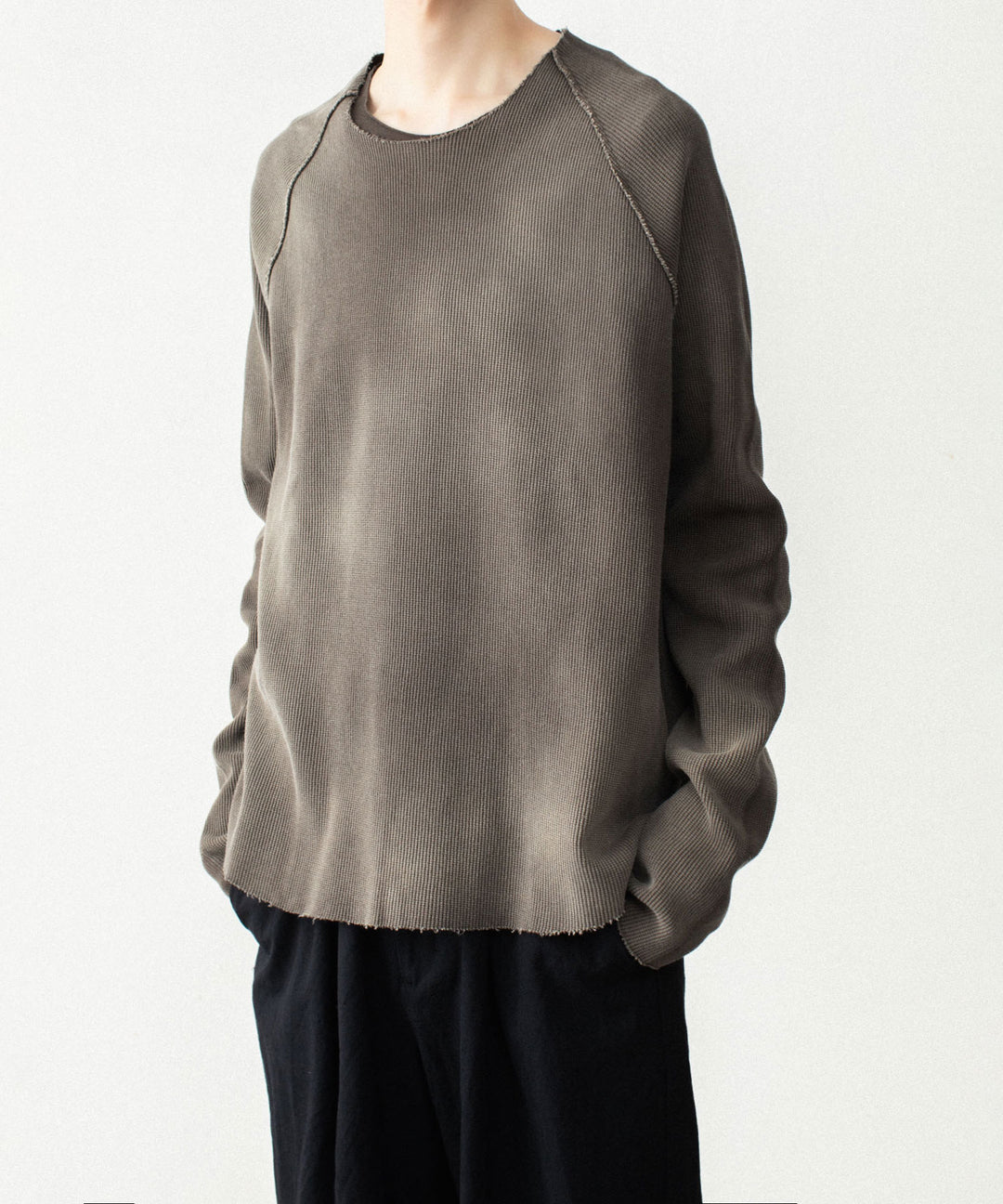 VEIN ヴェインのHIGH GAUGE WAFFLE LAYERED L/S TEE - KHAKI GRAYの公式通販サイトsession福岡セレクトショップ
