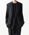 【 ATTACHMENT 】2/80 PE/WO STRETCH TRO DOUBLE-BREASTED JACKET - BLACK