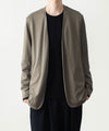 【 ATTACHMENT 】COTTON DOUBLE FACE COLLARLESS CARDIGAN - KHAKI GRAY
