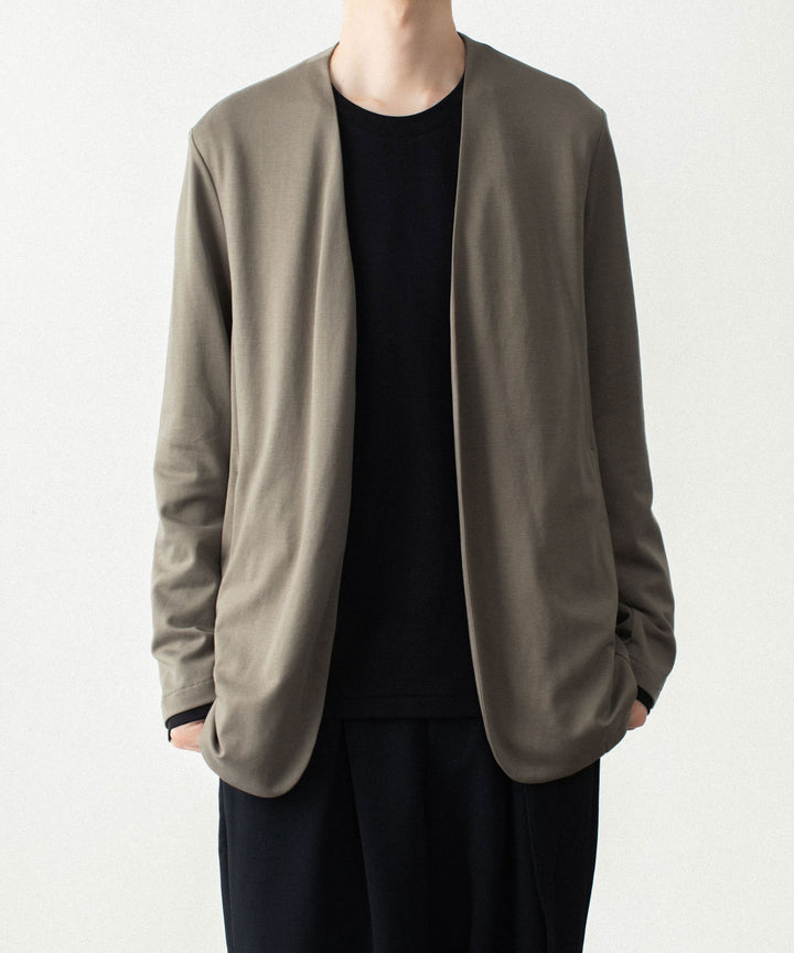 ATTACHMENT アタッチメントのCOTTON DOUBLE FACE COLLARLESS CARDIGAN - KHAKI GRAYの公式通販サイトsession福岡セレクトショップ
