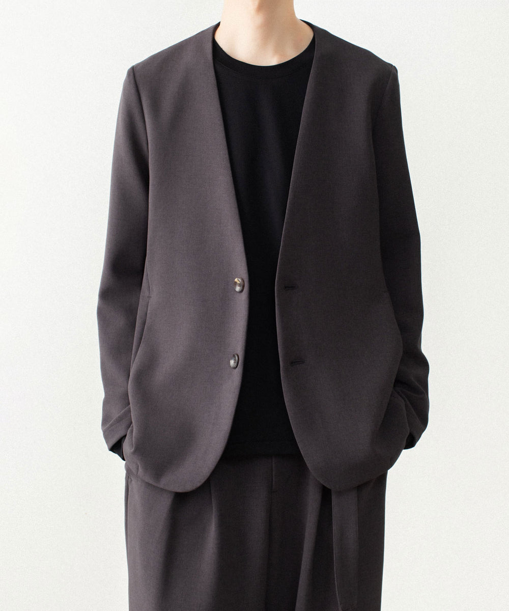 ATTACHMENT アタッチメントのPE STRETCH DOUBLE CLOTH COLLARLESS JACKET - D.KH GRAYの公式通販サイトsession福岡セレクトショップ