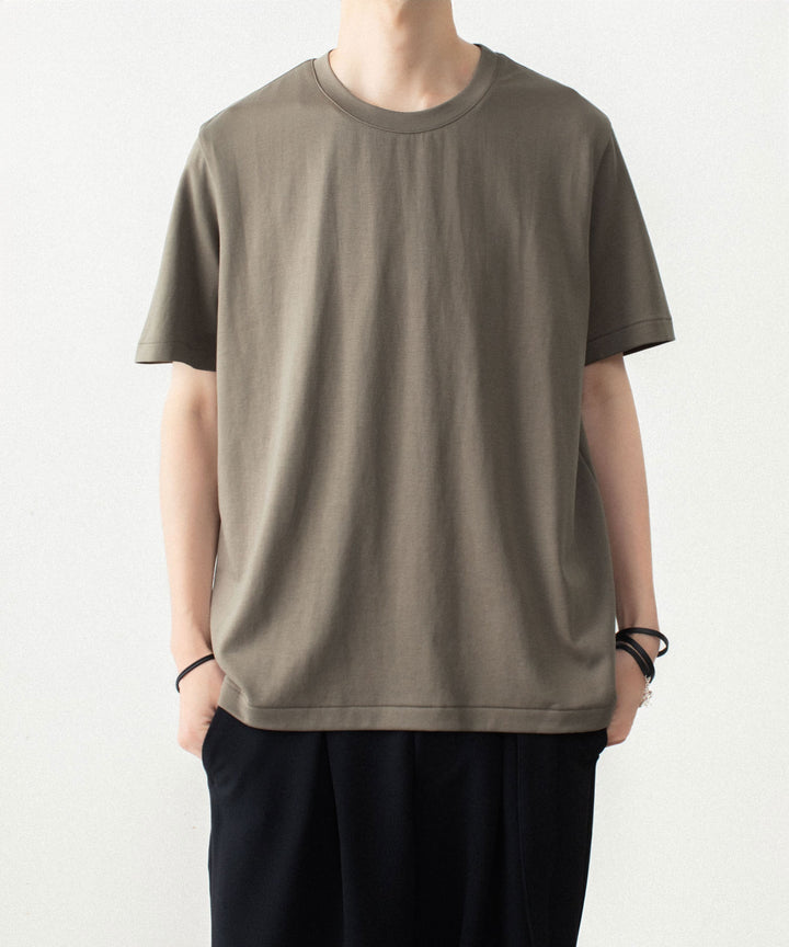 ATTACHMENT アタッチメントのCOTTON DOUBLE FACE SLIM FIT S/S TEE - KHAKI GRAYの公式通販サイトsession福岡セレクトショップ
