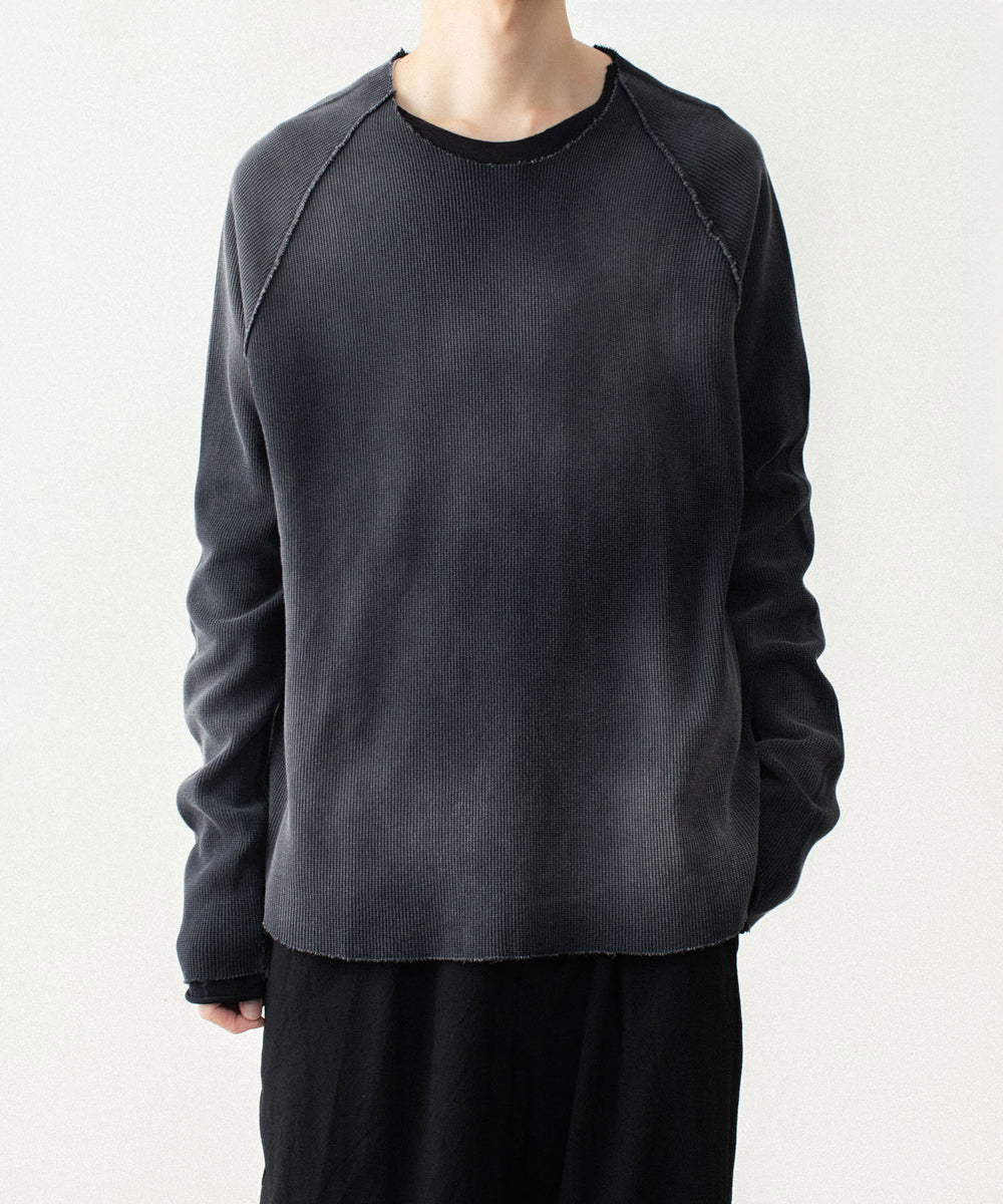 VEIN ヴェインのHIGH GAUGE WAFFLE LAYERED L/S TEE - BLACKの公式通販サイトsession福岡セレクトショップ