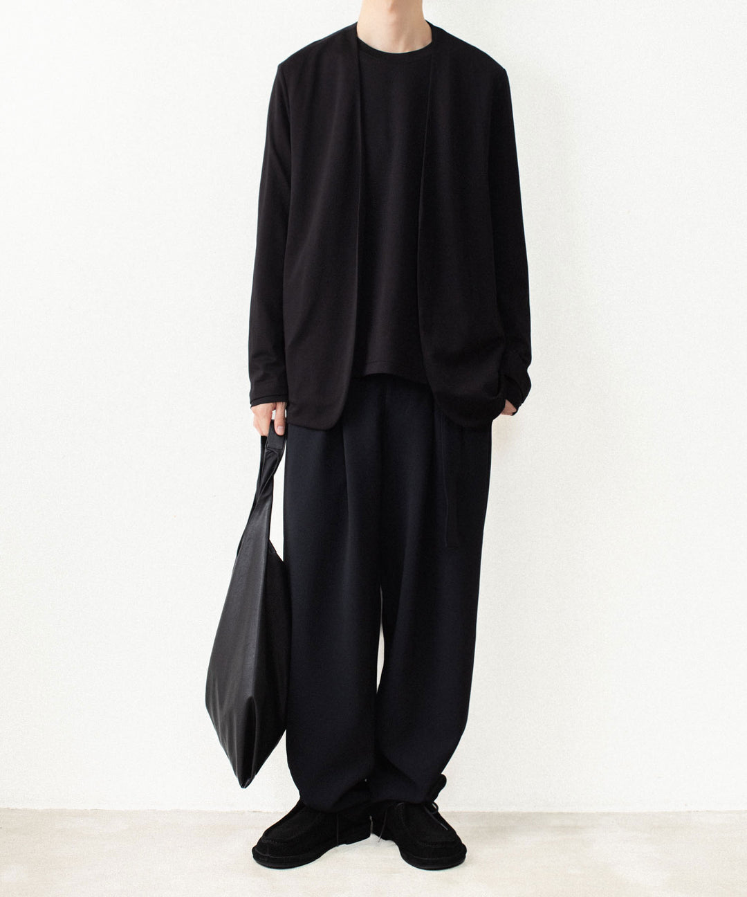 ATTACHMENT アタッチメントのCOTTON DOUBLE FACE COLLARLESS CARDIGAN - BLACKの公式通販サイトsession福岡セレクトショップ
