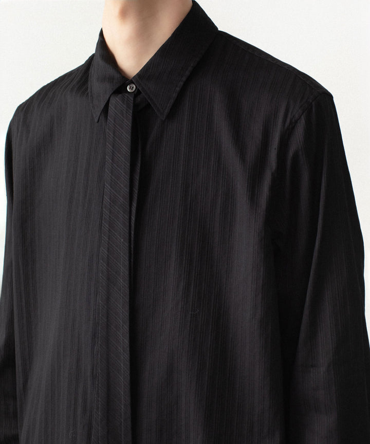ATTACHMENT アタッチメントのCO SHADOW STRIPE BROAD NARROW TIE L/S SHIRT - BLACKの公式通販サイトsession福岡セレクトショップ