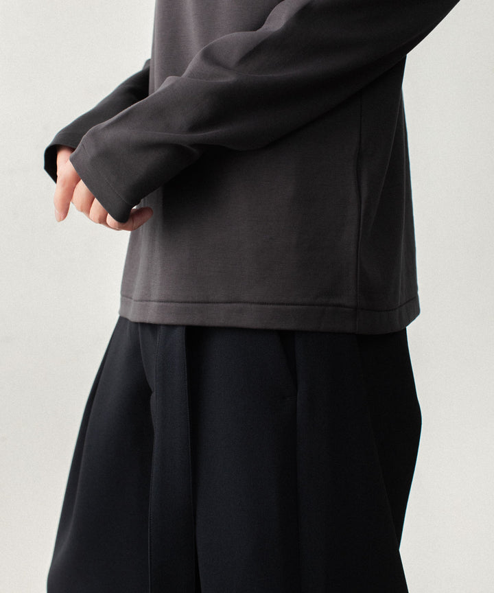 ATTACHMENT アタッチメントのCOTTON DOUBLE FACE SLIM FIT HIGHNECK L/S TEE - D.GRAYの公式通販サイトsession福岡セレクトショップ