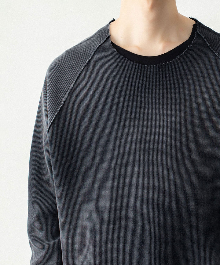 VEIN ヴェインのHIGH GAUGE WAFFLE LAYERED L/S TEE - BLACKの公式通販サイトsession福岡セレクトショップ