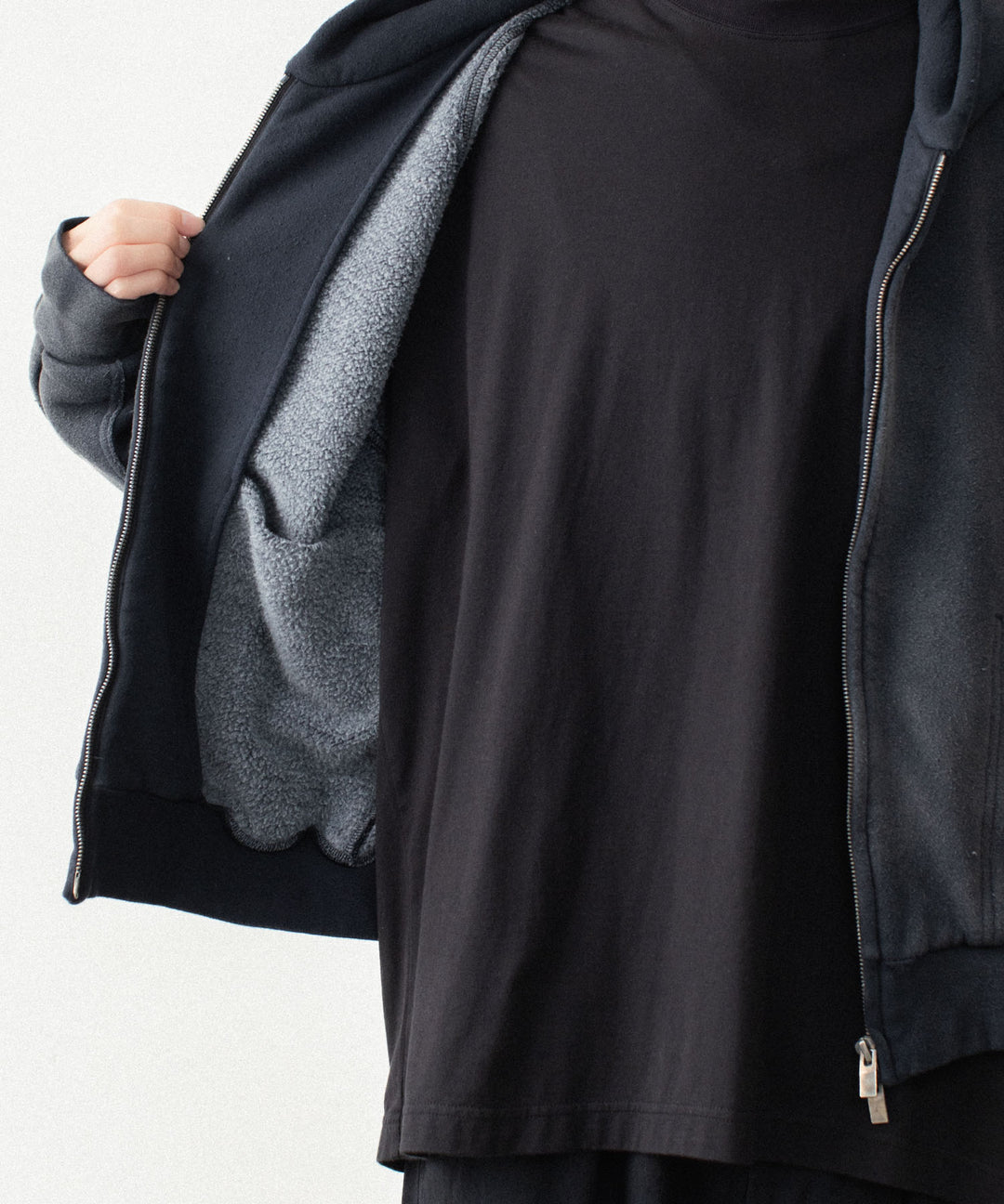 VEIN ヴェインのBRUSHED TERRY ZIP-UP HOODIE - BLACKの公式通販サイトsession福岡セレクトショップ