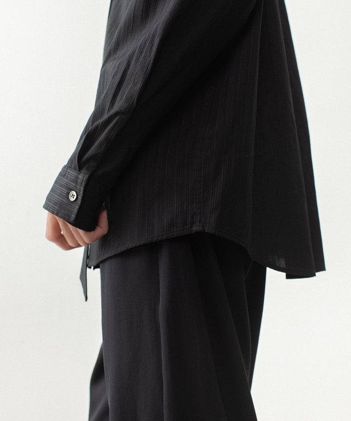 ATTACHMENT アタッチメントのCO SHADOW STRIPE BROAD NARROW TIE L/S SHIRT - BLACKの公式通販サイトsession福岡セレクトショップ