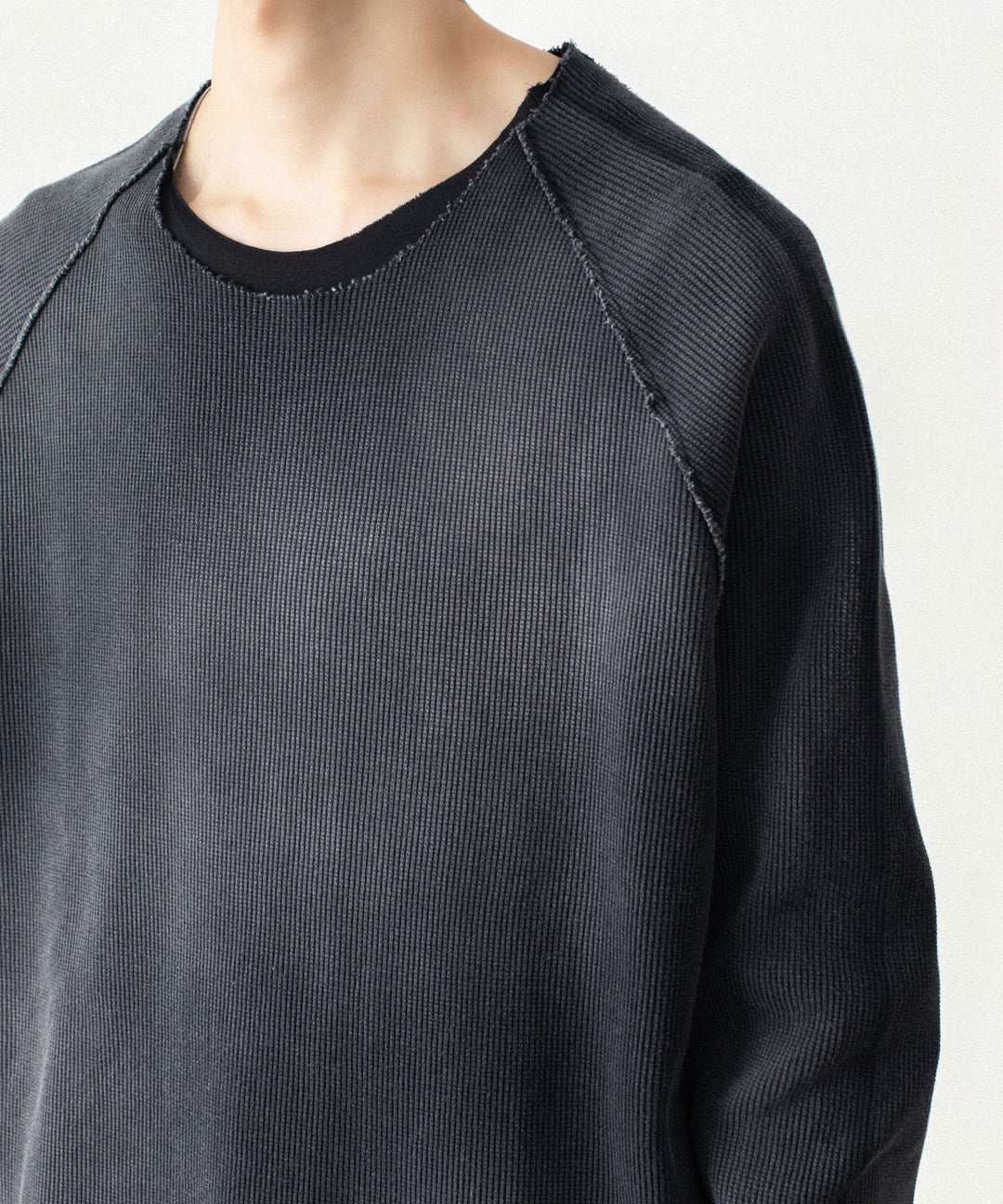 VEIN ヴェインのHIGH GAUGE WAFFLE LAYERED L/S TEE - BLACKの公式通販サイトsession福岡セレクトショップ