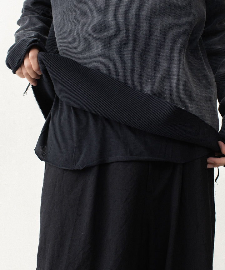 VEIN ヴェインのHIGH GAUGE WAFFLE LAYERED L/S TEE - BLACKの公式通販サイトsession福岡セレクトショップ