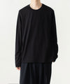 【 ATTACHMENT 】COTTON DOUBLE FACE SLIM FIT L/S TEE - BLACK