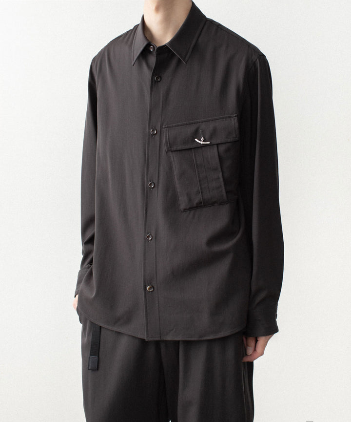 ATTACHMENT アタッチメントのWASHABLE HIGH TWIST GABARDINE UTILITY L/S SHIRT - KHAKI GRAYの公式通販サイトsession福岡セレクトショップ