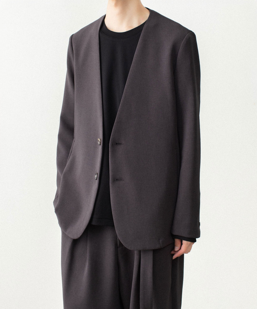 ATTACHMENT アタッチメントのPE STRETCH DOUBLE CLOTH COLLARLESS JACKET - D.KH GRAYの公式通販サイトsession福岡セレクトショップ