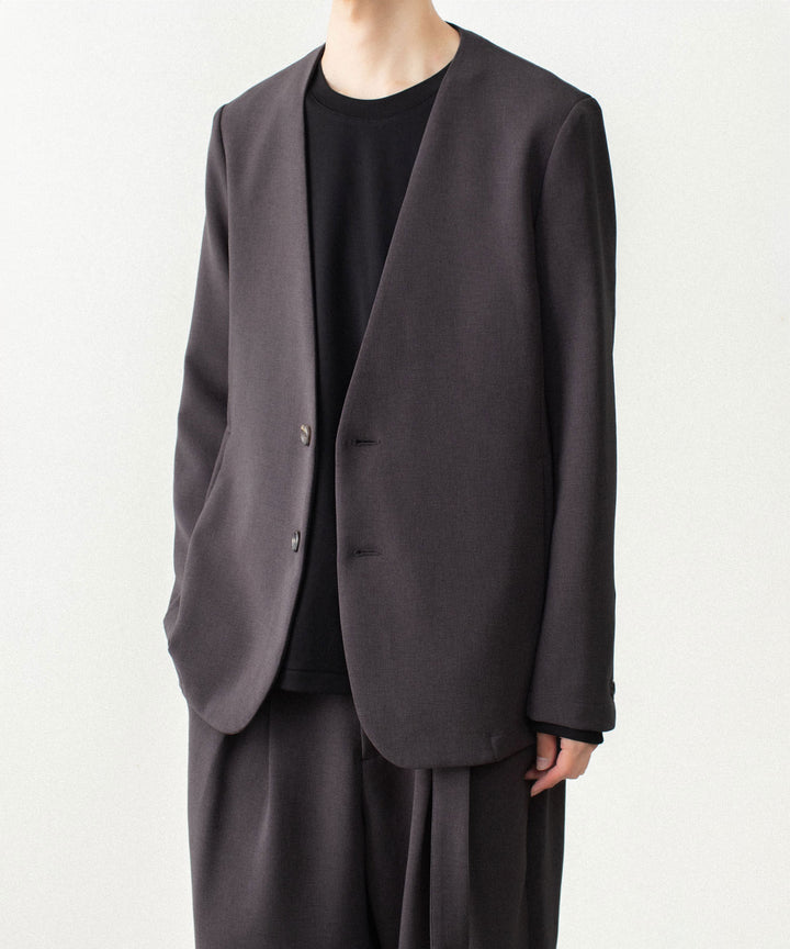 ATTACHMENT アタッチメントのPE STRETCH DOUBLE CLOTH COLLARLESS JACKET - D.KH GRAYの公式通販サイトsession福岡セレクトショップ