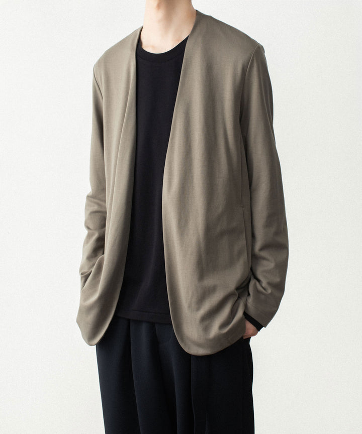 ATTACHMENT アタッチメントのCOTTON DOUBLE FACE COLLARLESS CARDIGAN - KHAKI GRAYの公式通販サイトsession福岡セレクトショップ