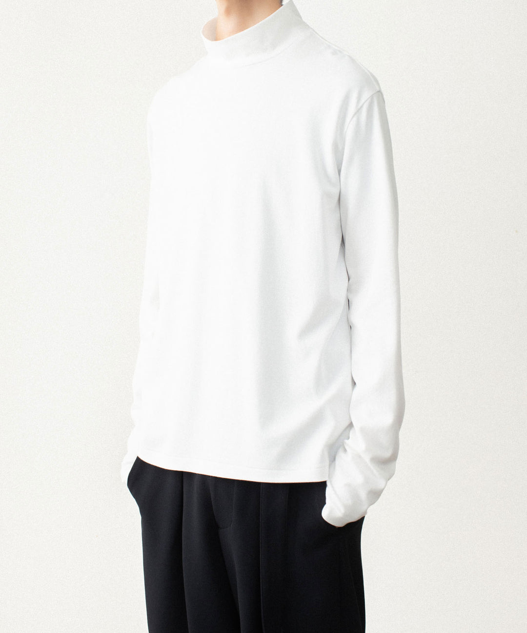 ATTACHMENT アタッチメントのCOTTON DOUBLE FACE SLIM FIT HIGHNECK L/S TEE - WHITEの公式通販サイトsession福岡セレクトショップ