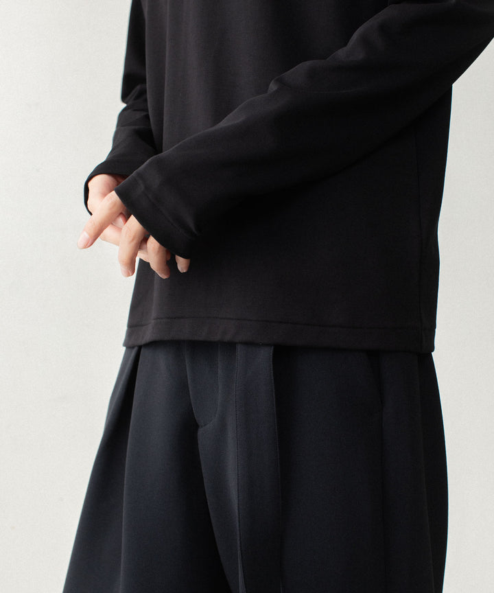 ATTACHMENT アタッチメントのCOTTON DOUBLE FACE SLIM FIT HIGHNECK L/S TEE - BLACKの公式通販サイトsession福岡セレクトショップ
