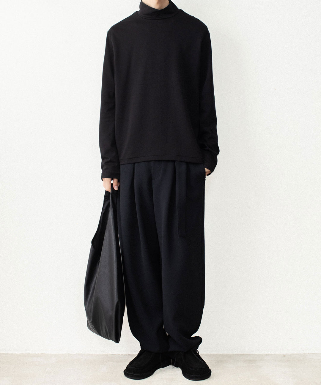 ATTACHMENT アタッチメントのCOTTON DOUBLE FACE SLIM FIT HIGHNECK L/S TEE - BLACKの公式通販サイトsession福岡セレクトショップ