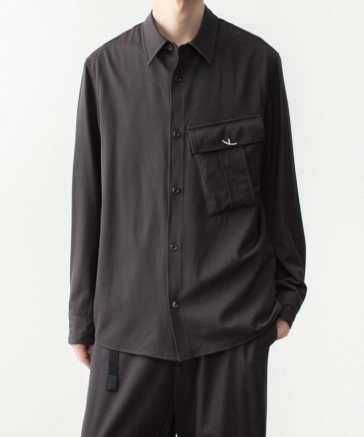 ATTACHMENT アタッチメントのWASHABLE HIGH TWIST GABARDINE UTILITY L/S SHIRT - KHAKI GRAYの公式通販サイトsession福岡セレクトショップ