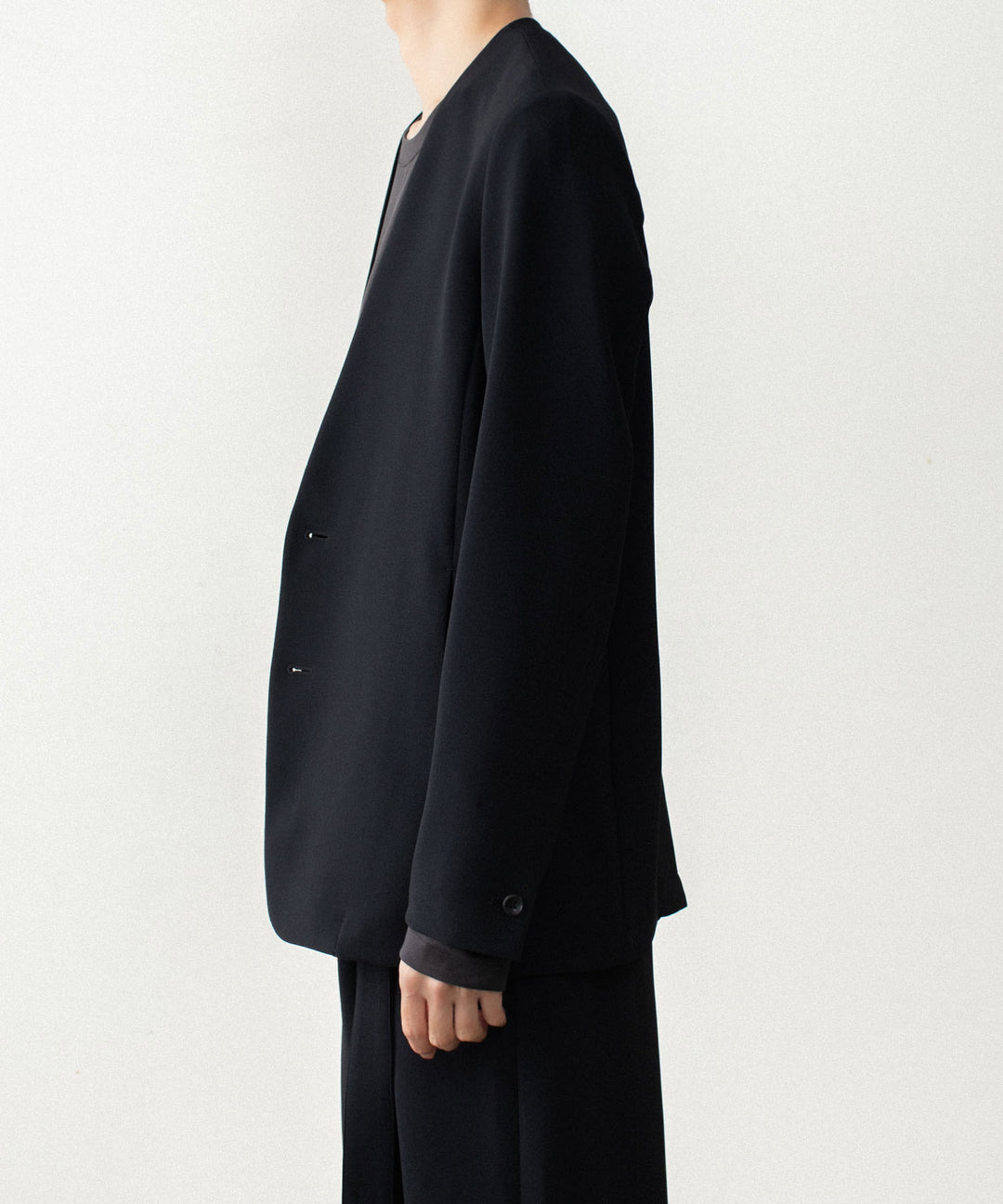 ATTACHMENT アタッチメントのPE STRETCH DOUBLE CLOTH COLLARLESS JACKET - BLACKの公式通販サイトsession福岡セレクトショップ