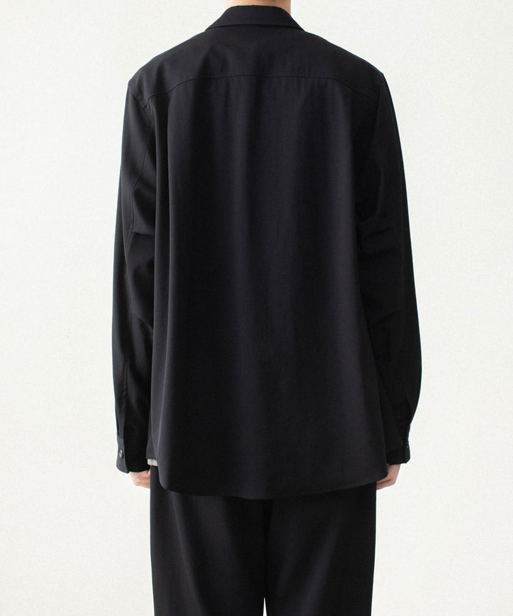 ATTACHMENT アタッチメントのWASHABLE HIGH TWIST GABARDINE UTILITY L/S SHIRT - BLACKの公式通販サイトsession福岡セレクトショップ