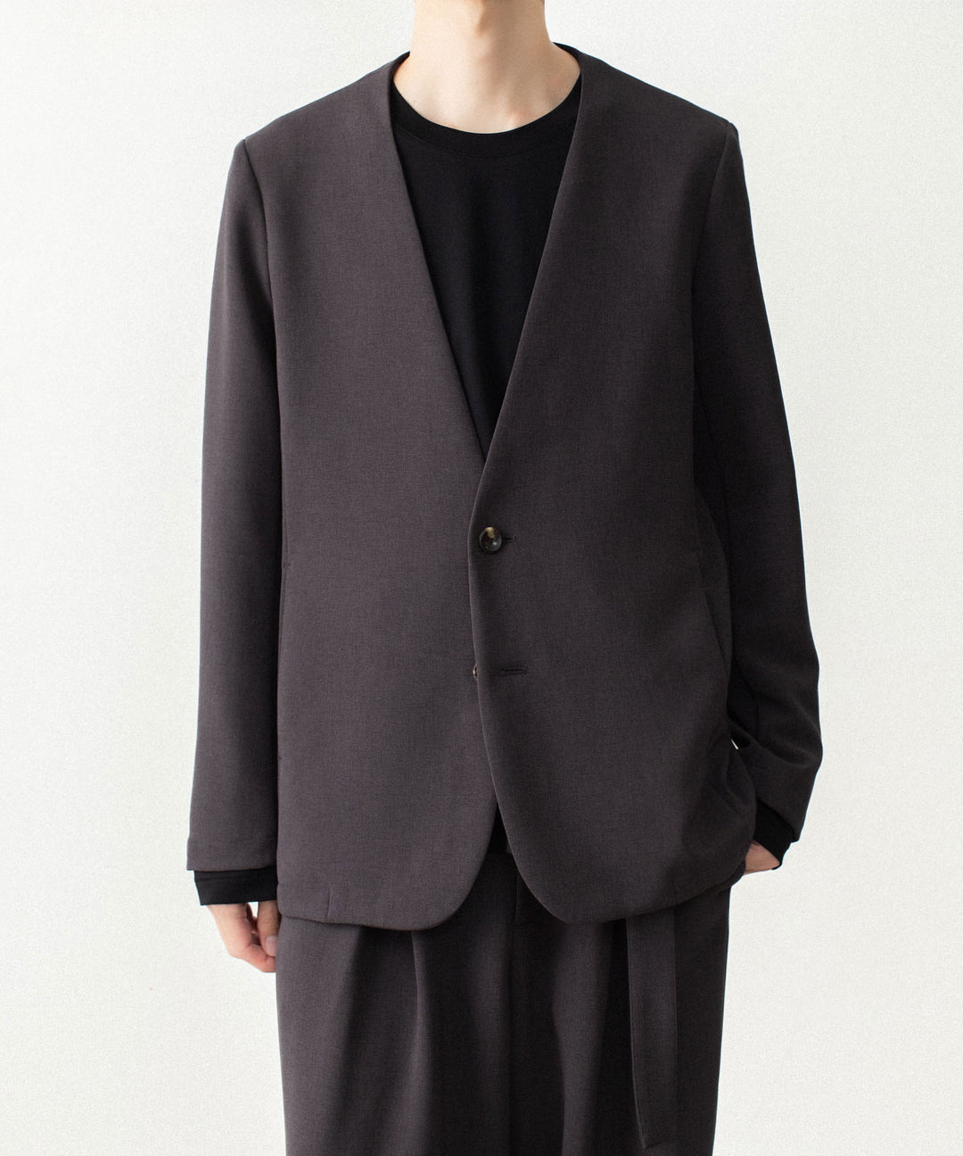 ATTACHMENT アタッチメントのPE STRETCH DOUBLE CLOTH COLLARLESS JACKET - D.KH GRAYの公式通販サイトsession福岡セレクトショップ