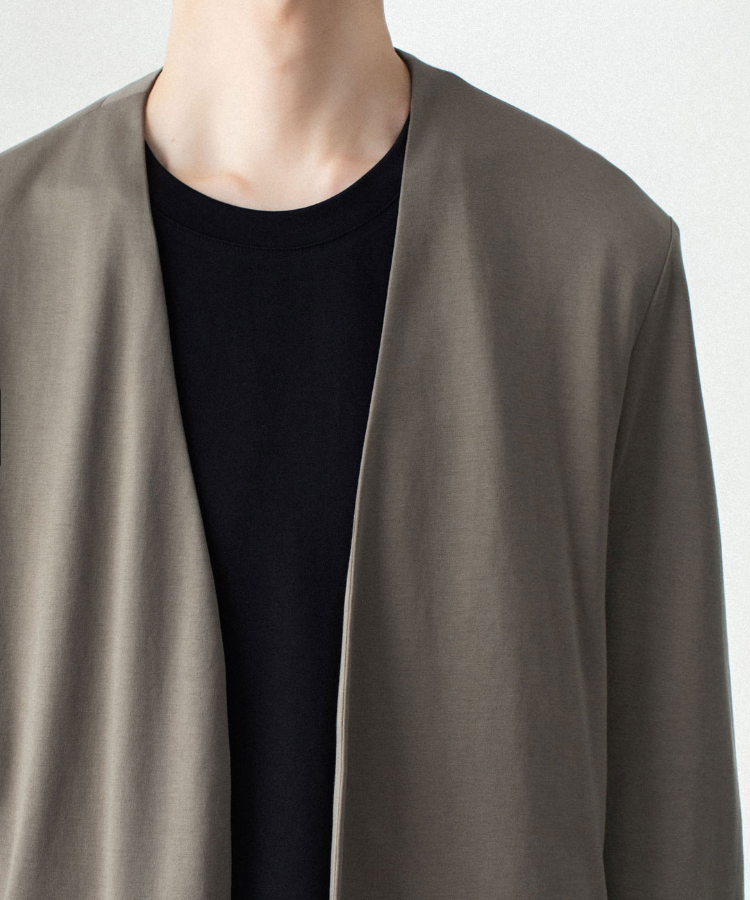 ATTACHMENT アタッチメントのCOTTON DOUBLE FACE COLLARLESS CARDIGAN - KHAKI GRAYの公式通販サイトsession福岡セレクトショップ