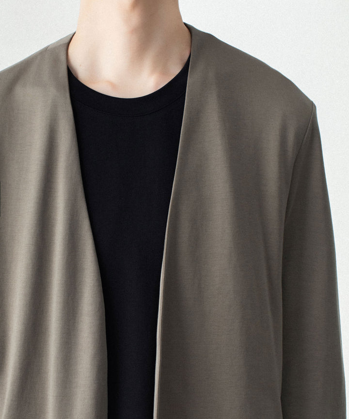 ATTACHMENT アタッチメントのCOTTON DOUBLE FACE COLLARLESS CARDIGAN - KHAKI GRAYの公式通販サイトsession福岡セレクトショップ