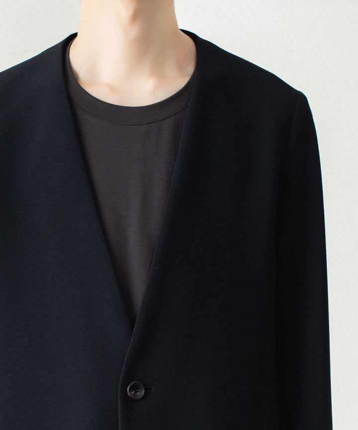 ATTACHMENT アタッチメントのPE STRETCH DOUBLE CLOTH COLLARLESS JACKET - BLACKの公式通販サイトsession福岡セレクトショップ