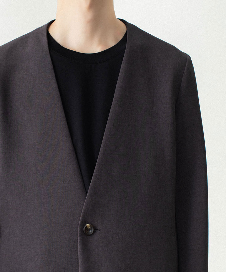 ATTACHMENT アタッチメントのPE STRETCH DOUBLE CLOTH COLLARLESS JACKET - D.KH GRAYの公式通販サイトsession福岡セレクトショップ