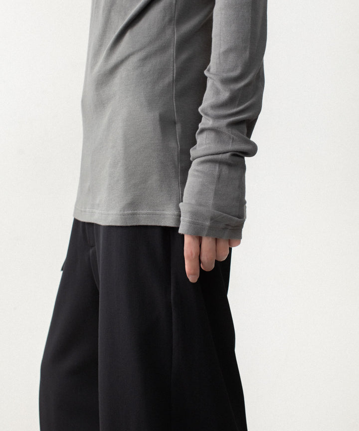 ATTACHMENT アタッチメントのBRUSHED YARN SMOOTH SLIM FIT L/S TEE - KHAKI GRAYの公式通販サイトsession福岡セレクトショップ