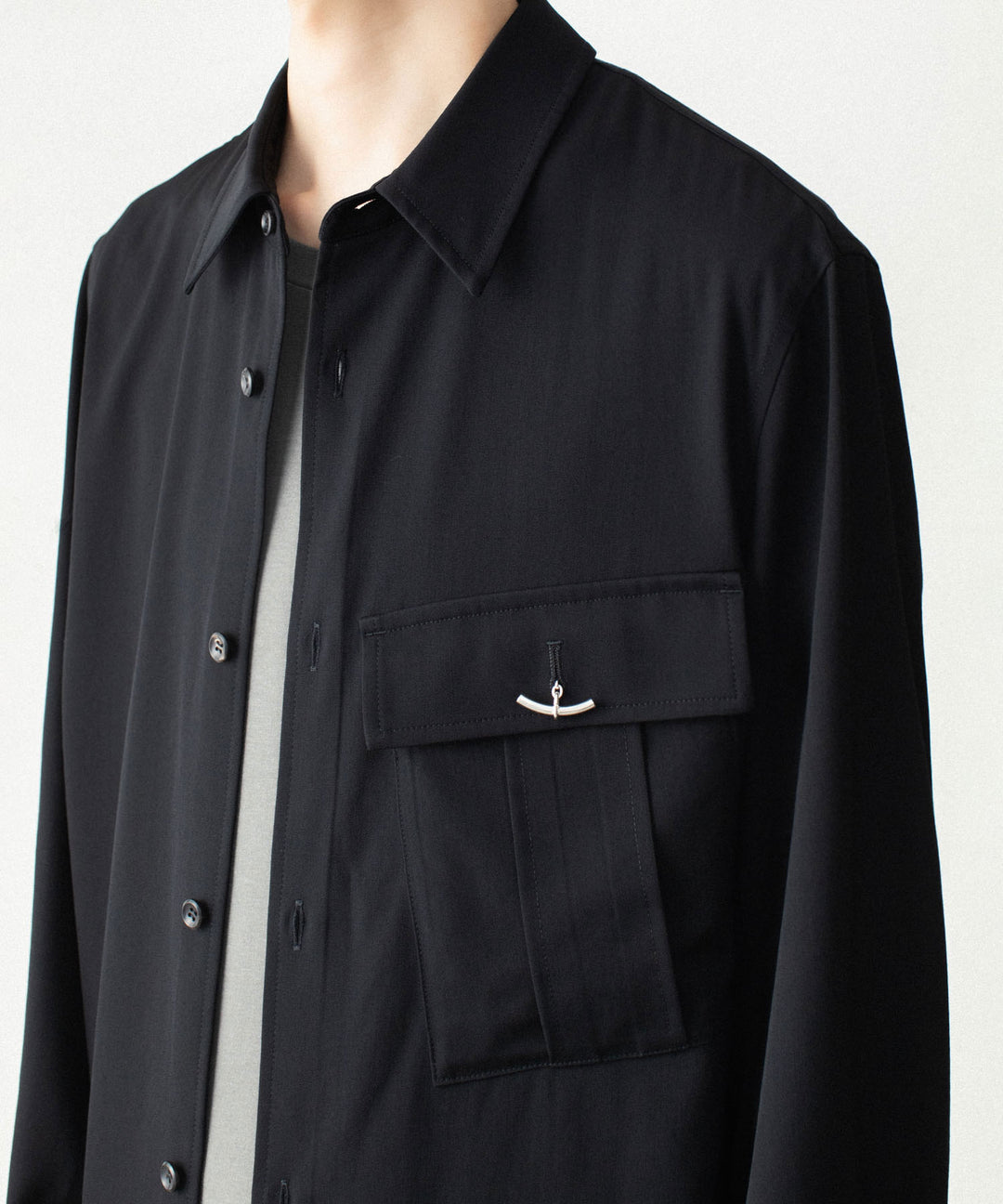 ATTACHMENT アタッチメントのWASHABLE HIGH TWIST GABARDINE UTILITY L/S SHIRT - BLACKの公式通販サイトsession福岡セレクトショップ